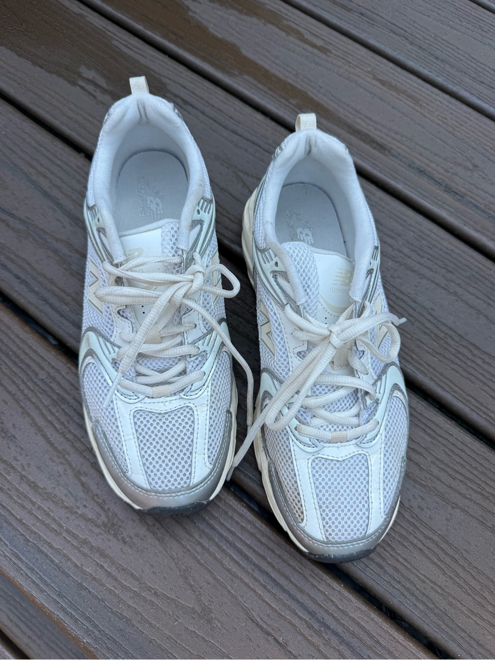 New Balance White and Silver Women's Athletic Sneakers
